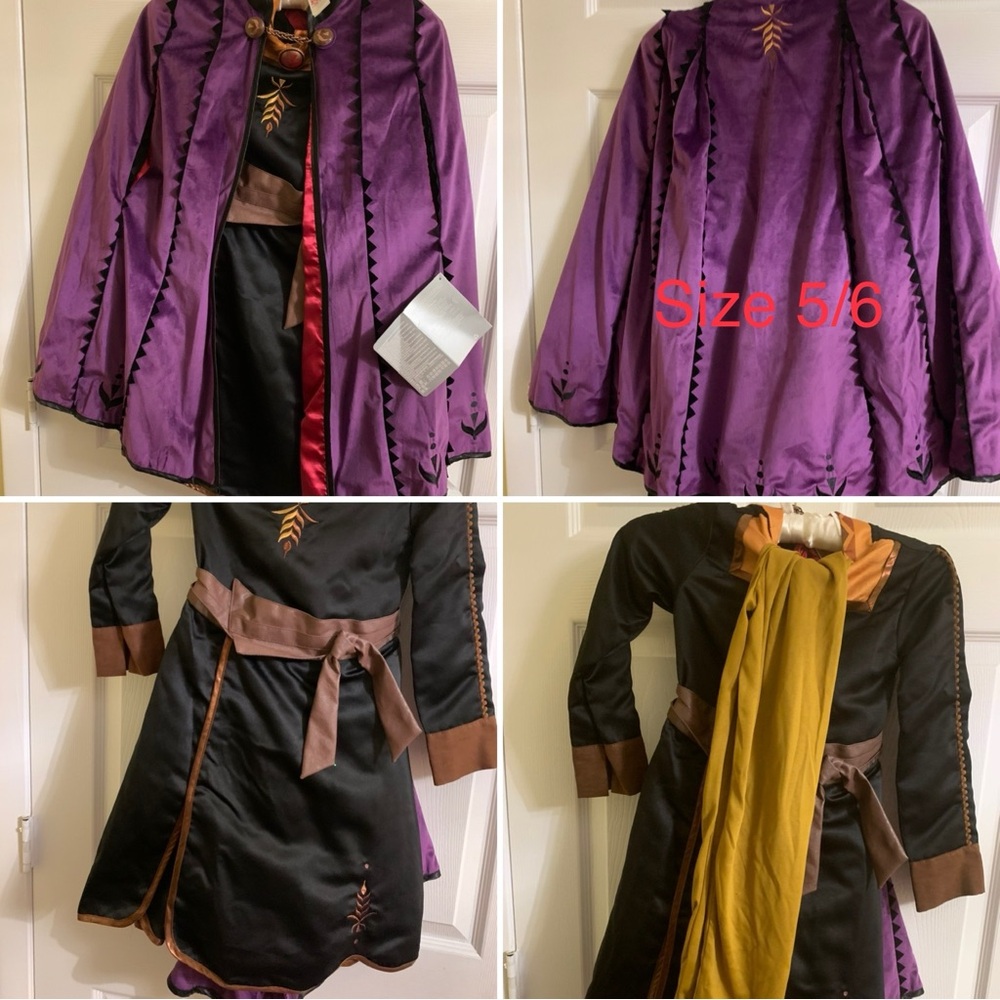 Disney frozen princess Anna size 5/6 costume Purple Black Dress wGold Accents
